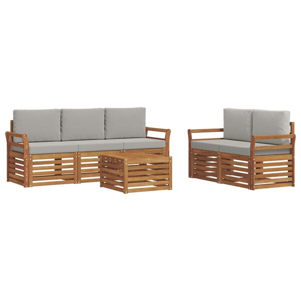 vidaXL Ensemble de canapés d'extérieur 6 pc Naturel et gris clair