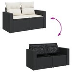 Ensemble de 9 pièces de canapé de jardin avec coussins noir poly rotin acacia