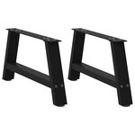 vidaXL Pieds de table basse en forme de A  2 pièces  noir  60 x (30-31) cm  acier
