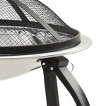 vidaXL Foyer et barbecue avec tisonnier 2 en 1 56x56x49 cm Inox