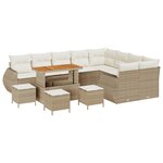 Ensemble de canapé de jardin de 13 pièces avec coussins beige en rotin poly acacia