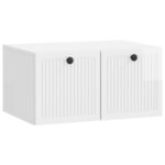 vidaXL Meuble TV mural Montage mural Blanc brillant 59 5 x 41 x 30 cm