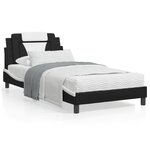 vidaXL Lit avec matelas noir et blanc 100x200 cm similicuir