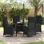vidaXL Ensemble de jardin 5 pièces Noir Poly Rattan