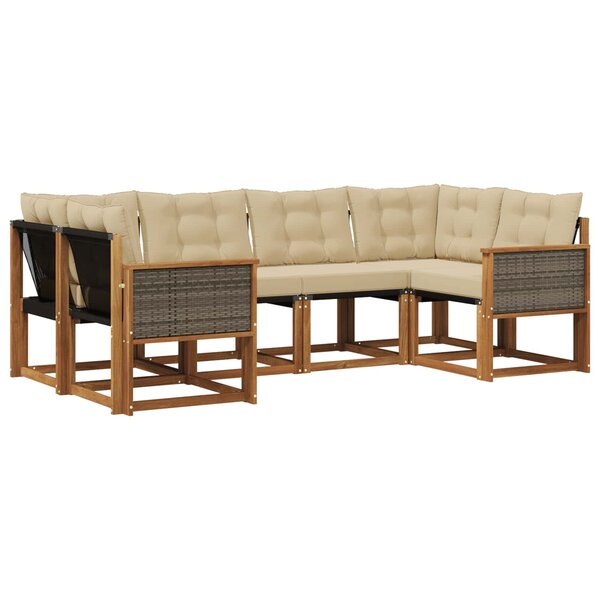 vidaXL Ensemble de canapés d'extérieur 6 pc Naturel et Beige