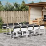 vidaXL Ensemble à manger de jardin avec coussins 11Pièces blanc textilène