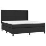 vidaXL Sommier à lattes de lit matelas LED Noir 160x200cm Similicuir