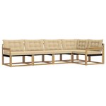 vidaXL Ensemble de canapés d'extérieur 5 Pièces Blanc et Beige
