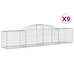 vidaXL Paniers à gabions arqués 9 Pièces 300x50x60/80 cm fer galvanisé