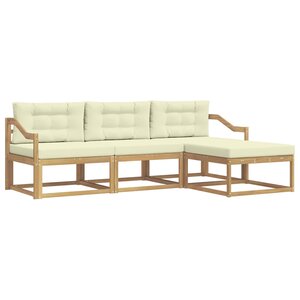 vidaXL Ensemble de canapés d'extérieur 4 pc Blanc et crème Polyester