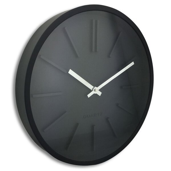 Horloge murale analogique Goma silence, Ø 35 cm - Noir