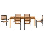 Ensemble de salle à manger de jardin 7 pièces vidaXL en poly rotin noir acacia