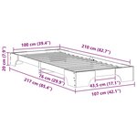 vidaXL Cadre de lit surélevé Marron 100 x 210 cm Bois massif en pin