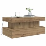 vidaXL Table basse avec lumières LED chêne artisanal 90x50x40 cm