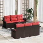 vidaXL Ensemble de canapé de jardin 7 Pièces Marron polyrotin
