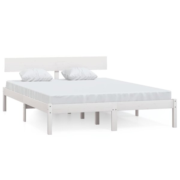 vidaXL Cadre de lit sans matelas blanc bois massif 140x200 cm