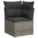 vidaXL Salon de jardin avec coussins 7 Pièces gris résine tressée