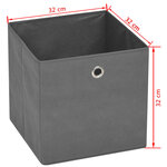vidaXL Boîte de rangement 4 Pièces Tissu non-tissé 32x32x32 cm Gris