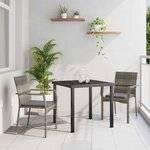 vidaXL Ensemble de salle à manger pour jardin 3 Pièces Gris Poly rotin
