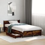 vidaXL Cadre de lit avec tiroirs sans matelas chêne fumé 75x190 cm