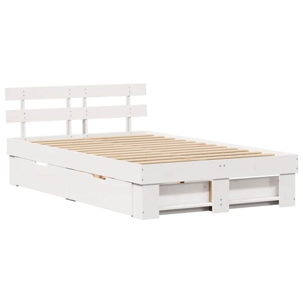 vidaXL Cadre de lit avec tiroir Blanc 120 x 190 cm Bois massif en pin