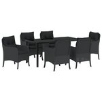 vidaXL Ensemble de salle à manger de jardin 7 pièces avec coussins en rattan poly noir