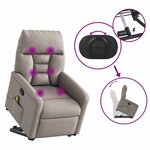 vidaXL Fauteuil inclinable de massage Taupe Tissu
