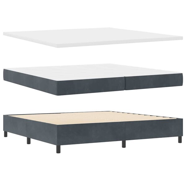 vidaXL Lit à ressorts avec matelas Gris foncé 200 x 200 cm Velours