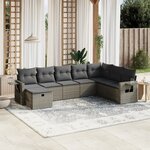 vidaXL Salon de jardin 8 Pièces avec coussins gris résine tressée