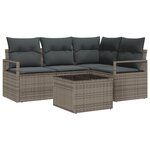 vidaXL Ensemble de 4 canapés de jardin avec coussins en poly rattan noir