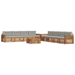 vidaXL Ensemble de canapés d'extérieur 9 pc Gris Naturel et Clair
