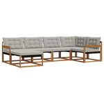 vidaXL Ensemble de canapés d'extérieur 6 pc Gris Naturel et Clair