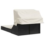 vidaXL Chaise longue double et auvent et coussins noir résine tressée