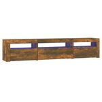 vidaXL Meuble TV avec lumières LED Chêne fumé 195x35x40 cm