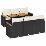 vidaXL Salon de jardin avec coussins 7 Pièces noir résine tressée acacia