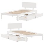 vidaXL Cadre de lit avec tiroirs sans matelas blanc 75x190 cm