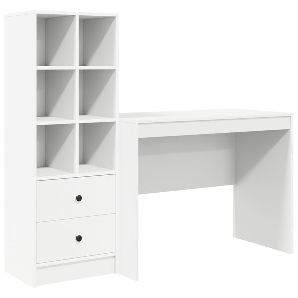 vidaXL Bureau avec rangement Bois aggloméré blanc