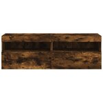 vidaXL Meubles TV muraux et lumières LED 2Pièces chêne fumé 60x30x40 cm