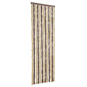 vidaXL Rideau anti-mouches marron foncé et beige 56x200 cm chenille