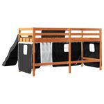 vidaXL Lit mezzanine enfants et rideaux blanc/noir 90x200cm pin massif