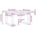 vidaXL Table basse cadre en O 60x60x40 cm bois de pin massif et fonte