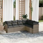 vidaXL Salon de jardin 6 Pièces avec coussins gris résine tressée