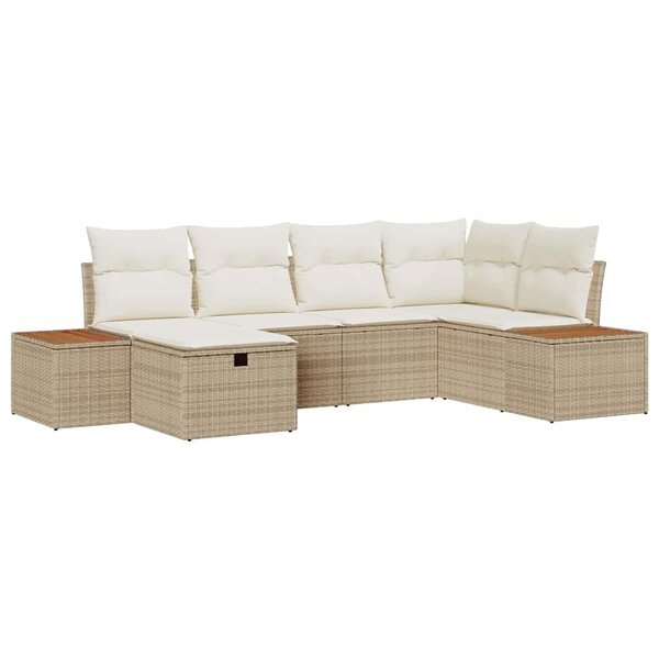 vidaXL Ensemble de canapé de jardin 6 Pièces Beige 55 x 62 x 69 cm