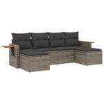 vidaXL Salon de jardin 6 Pièces avec coussins gris résine tressée
