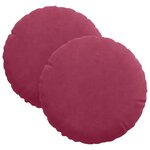 vidaXL Coussins de siège 2 Pièces Bordeaux Ø 40 x 13 cm Velours