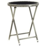 vidaXL Ensemble de bistro avec coussins 3 Pièces gris rotin et verre