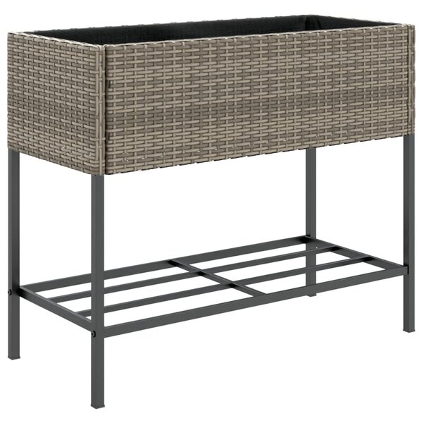 vidaXL Jardinière avec étagère gris résine tressée