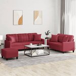 vidaXL Ensemble de canapés 3 Pièces et coussins rouge bordeaux similicuir