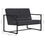 vidaXL Sofa à 2 places avec accoudoirs Gris foncé Acier et tissu