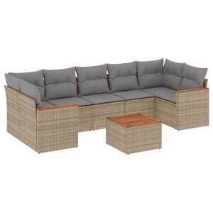 vidaXL Salon de jardin avec coussins 8 Pièces beige résine tressée